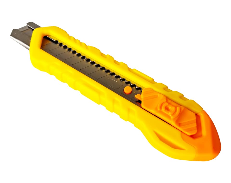 BIAOHAN BH07084 P01 utility knife with a yellow plastic handle and stainless steel blade holder